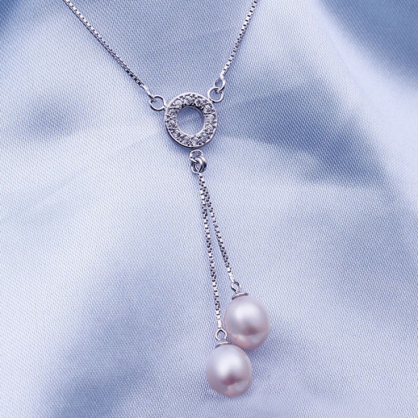 Rhodium Plated Fresh Water Pearl Pendant - Swing Pearls on Luulla