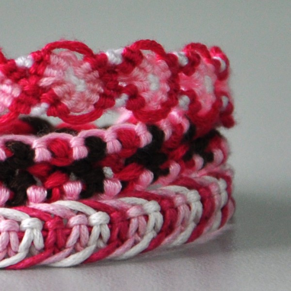Pink And White Handmade Multicolor Cotton Friendship Bracelet Set on Luulla