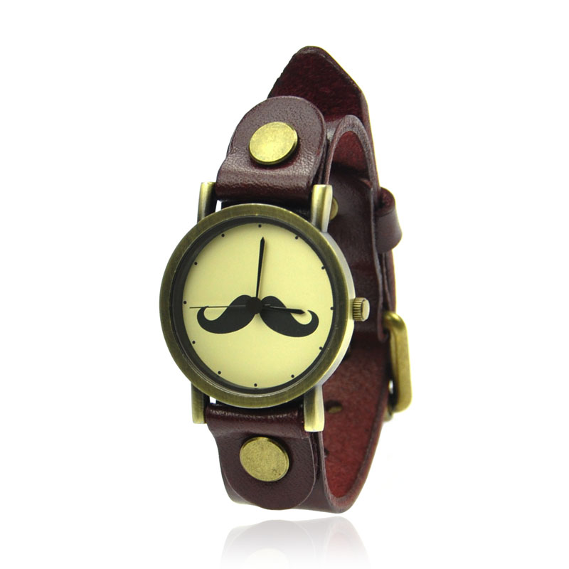 Vintage Red Leather Moustache Watch on Luulla